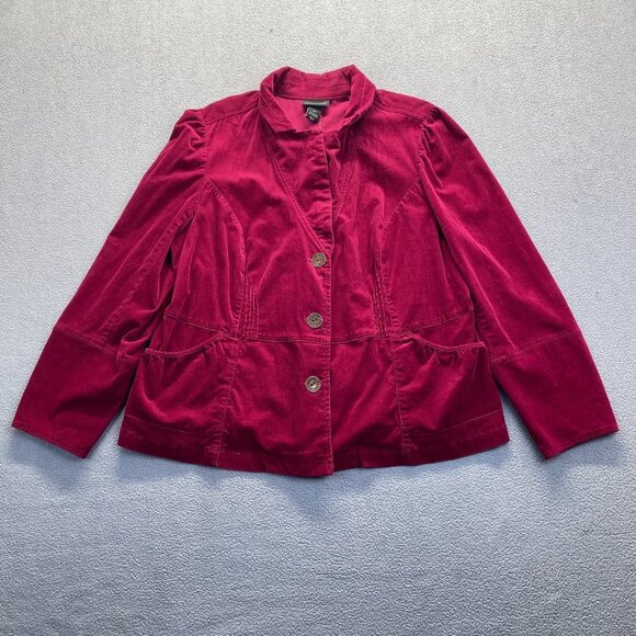 Lane Bryant Jackets & Blazers - Lane Bryant Blazer Women Size 22 Red Suit Jacket 3‎ Buttons Velvet Corduroy